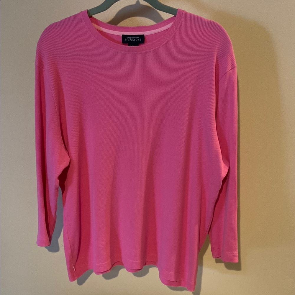 Jones New York Pink Boxy 3/4 Sleeve Hoodie